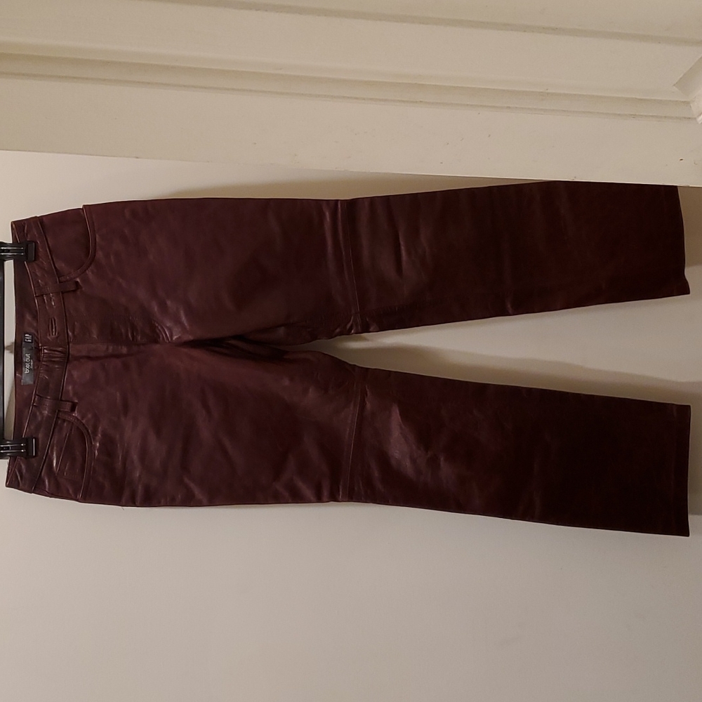Reddish brown genuine leather pants size 6
